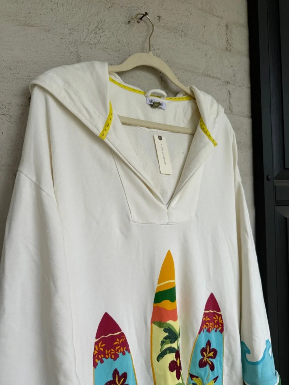 NWT Anthropologie Celandine Catching Waves Poncho Hooded Cover-Up Size Small - Picture 12 of 14